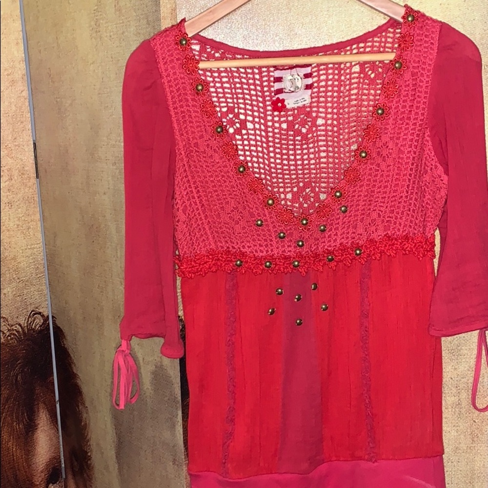 Free People coral red top. Size 6